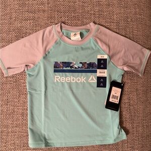 Reebok Short Sleeve Youth Swim Tee in Aqua and Light Grey